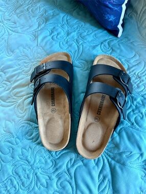 Cushionaire Black Double-Strap Slide Sandals-👌🏻 transition from summer to fall!😎